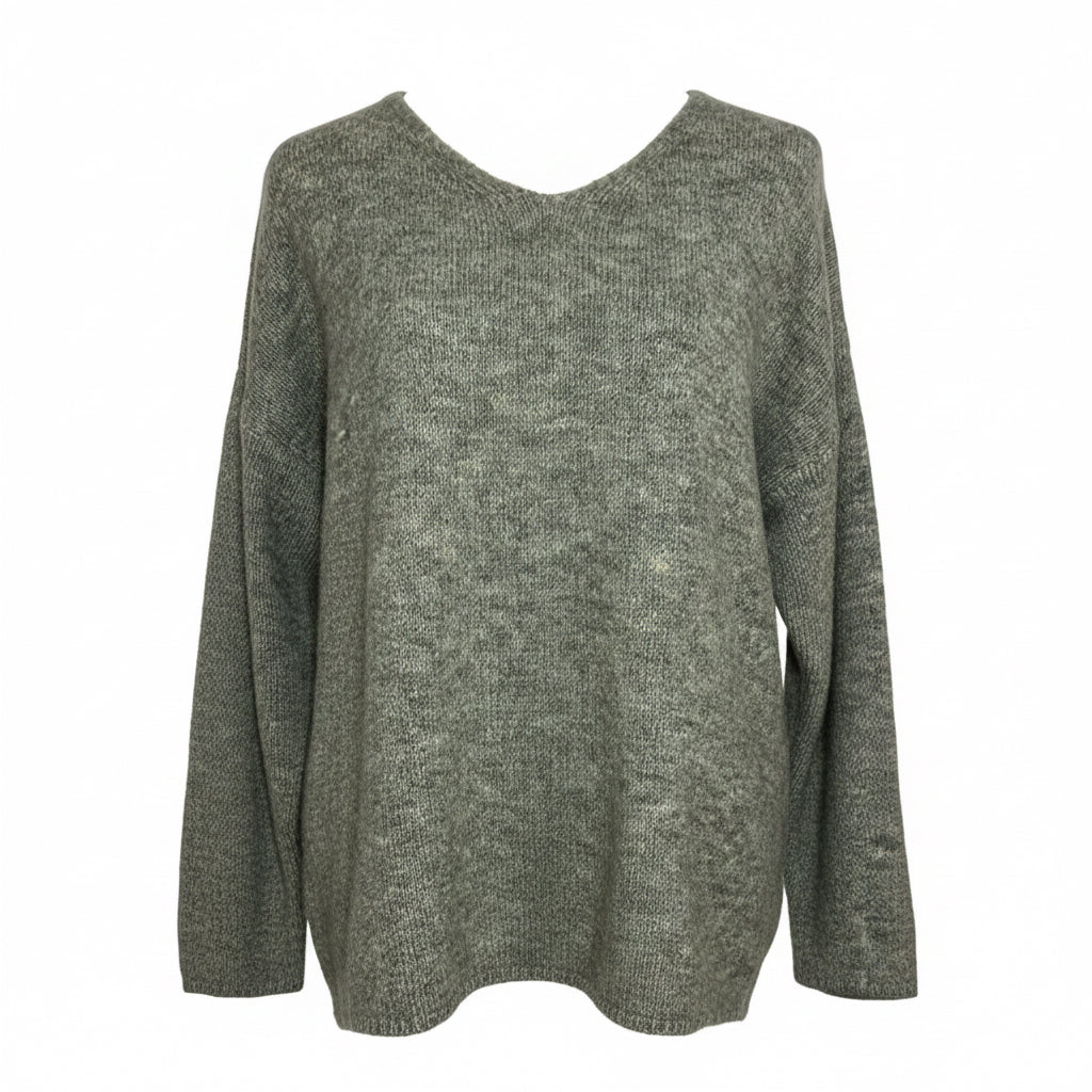 Strickpullover V-Ausschnitt meliert