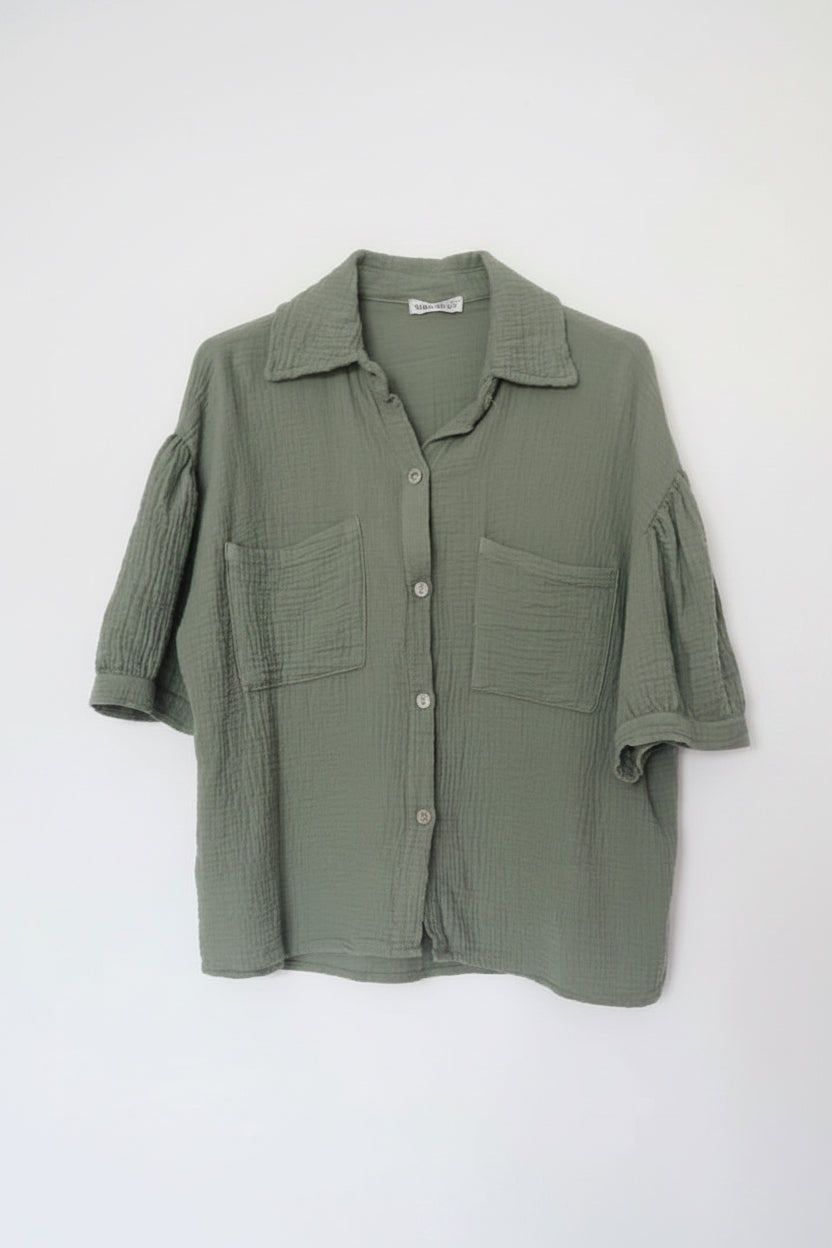 Musselin Bluse mit Taschen
