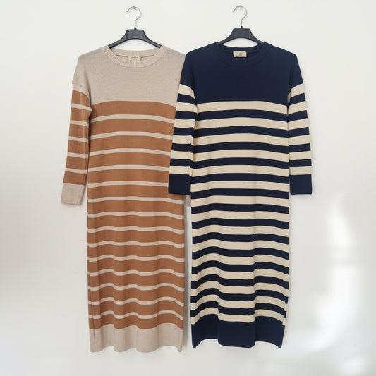 Strickkleid lang gestreift