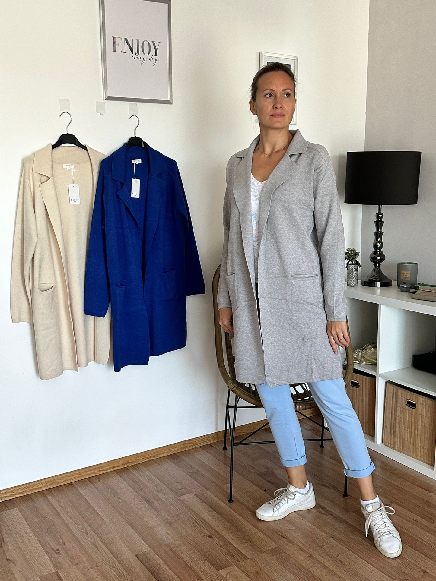 Strickmantel mit Reverskragen