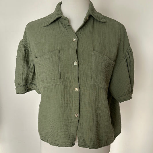 Musselin Bluse mit Taschen