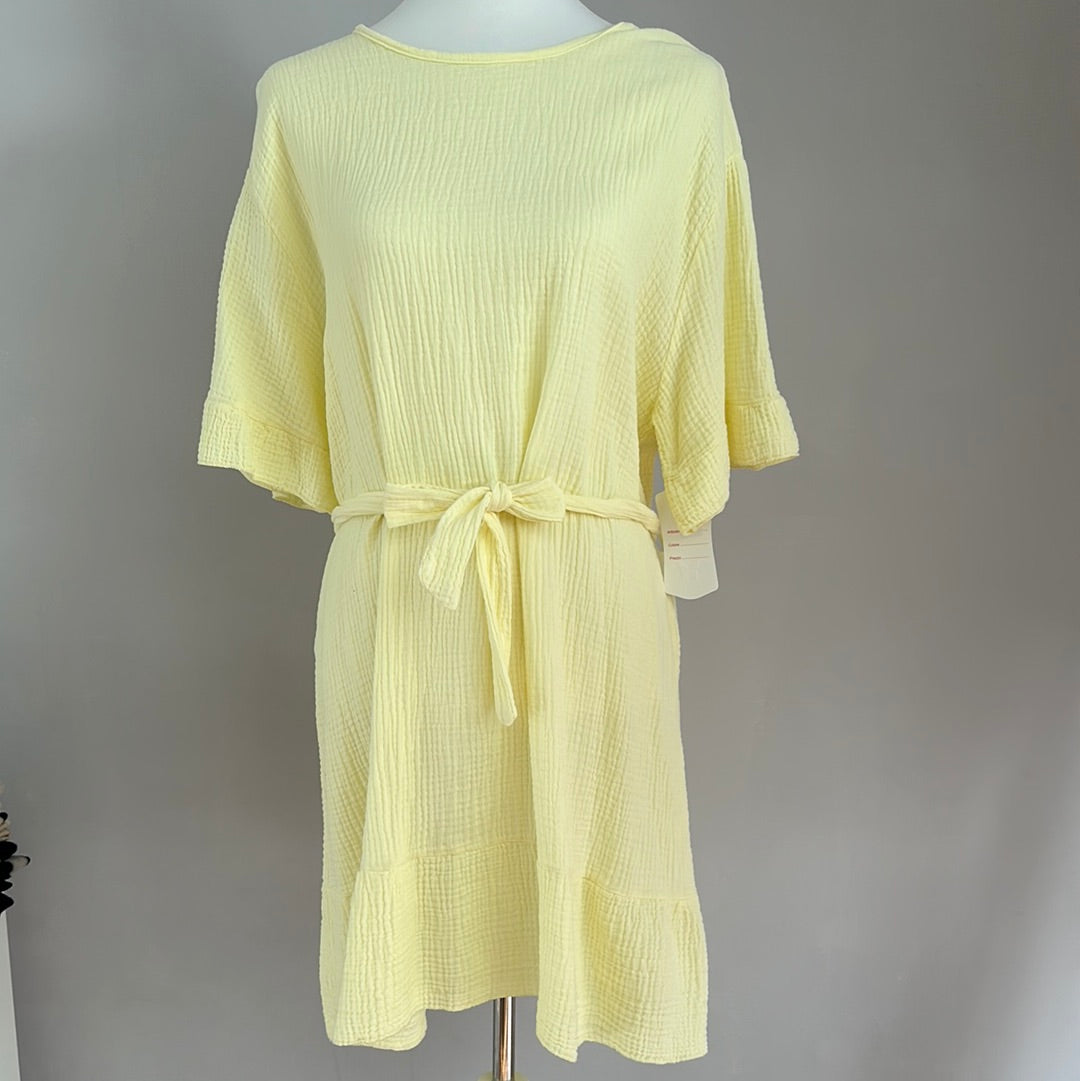 Musselin Kleid mit Gürtel, kurz