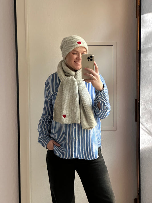 Schal & Mütze Herz Set