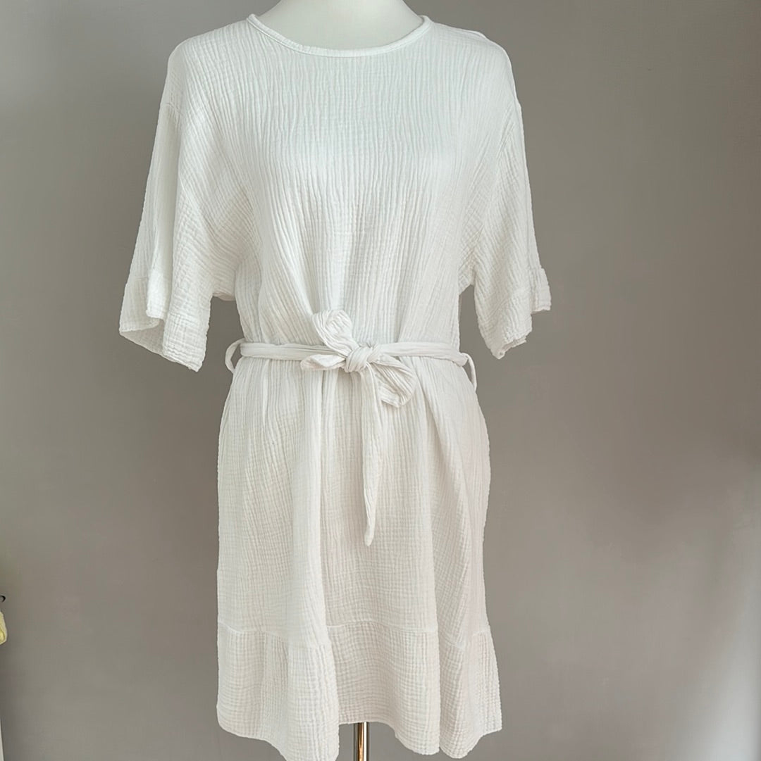 Musselin Kleid mit Gürtel, kurz