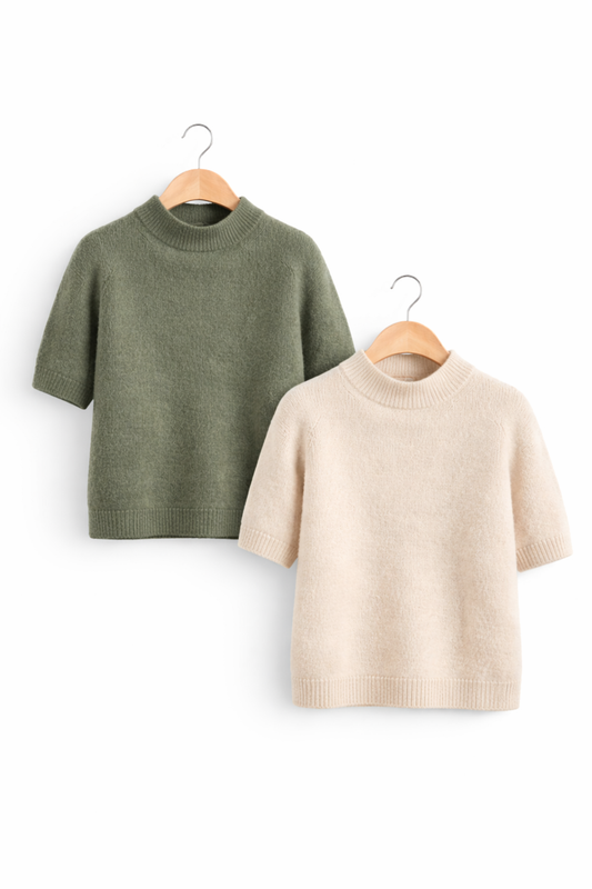 Strickpulli kurzarm, ecru