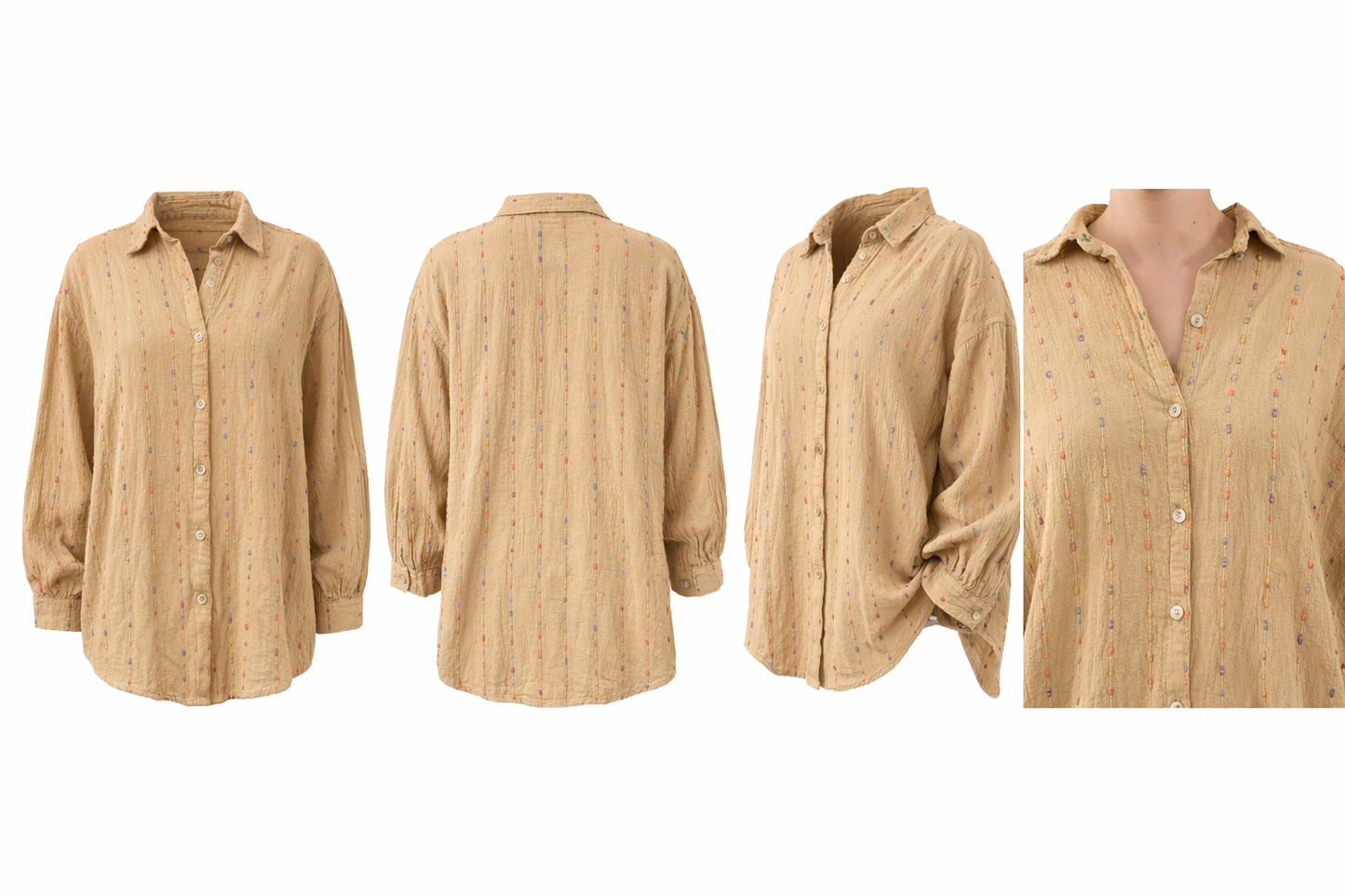 Bluse mit Streifen, lang