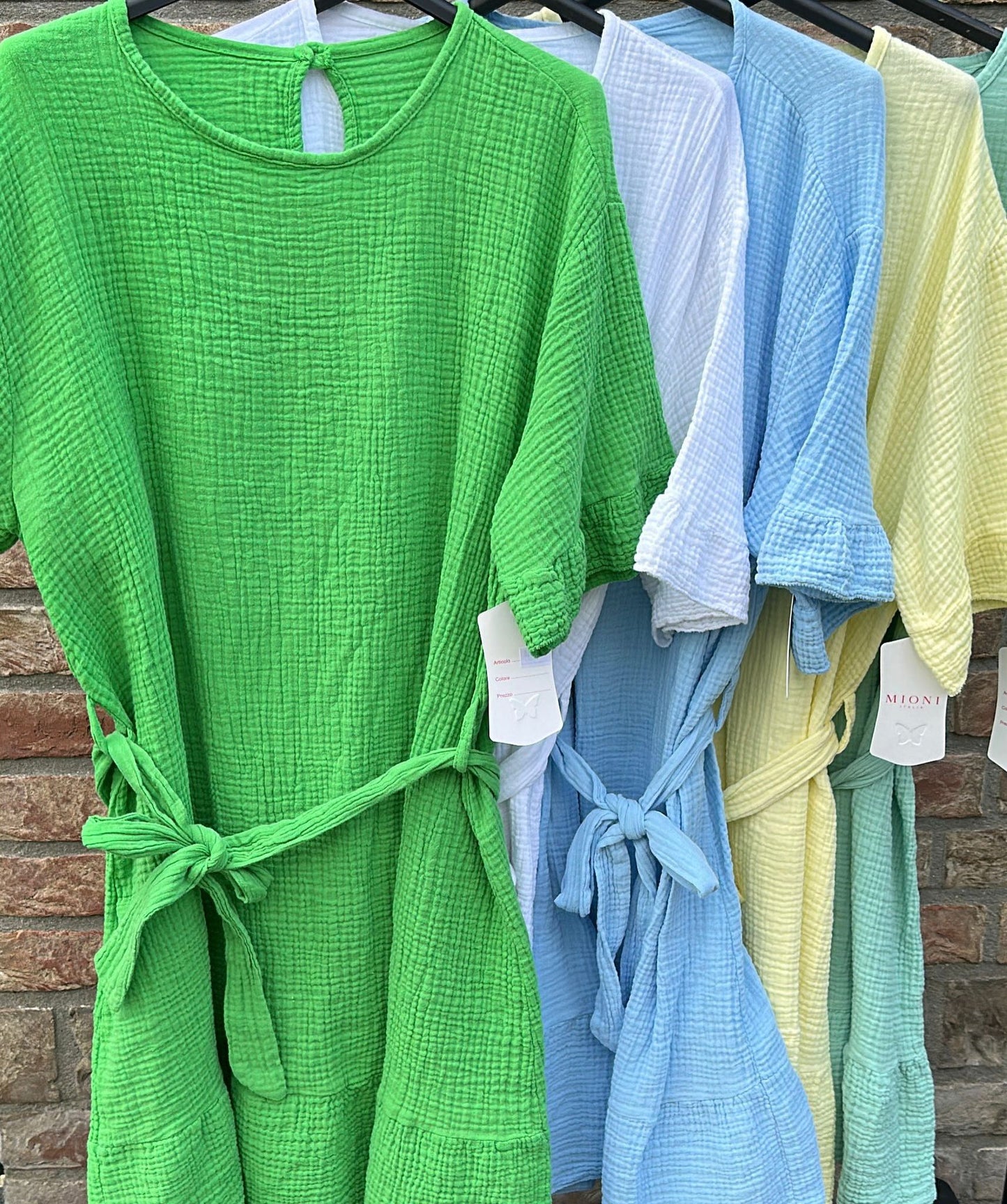 Musselin Kleid mit Gürtel, kurz