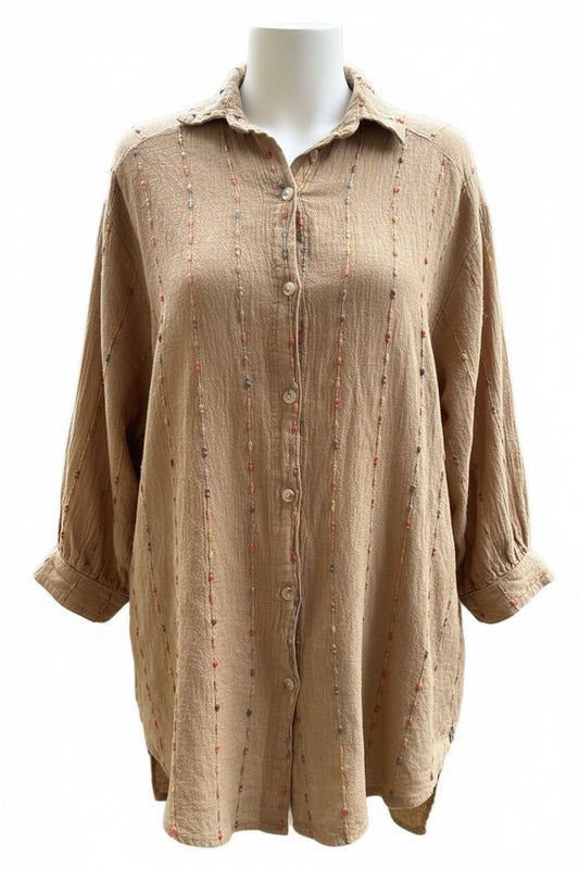 Bluse mit Streifen, lang